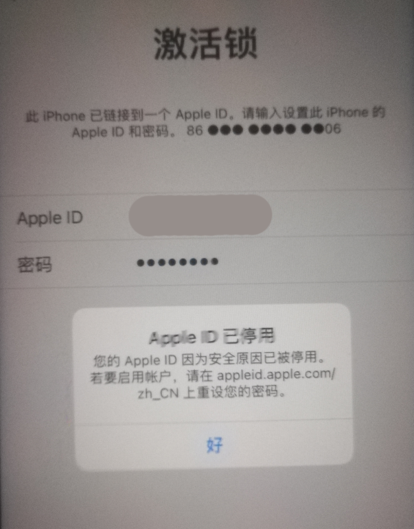 成都苹果手机维修分享iPhone 12 出现提示“Apple ID 已停用”怎么办 
