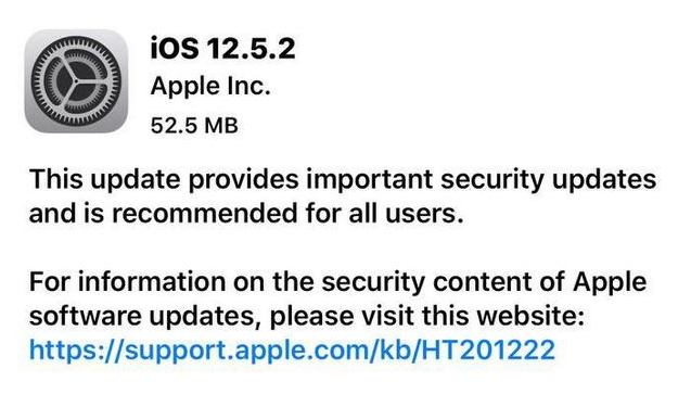 成都苹果手机维修分享iOS12.5.2发布，建议所有老苹果用户安装 